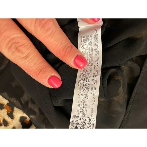 Zara Leopard Animal Print Midi Dress Surplice V-Neck Size Large - Picture 10 of 11